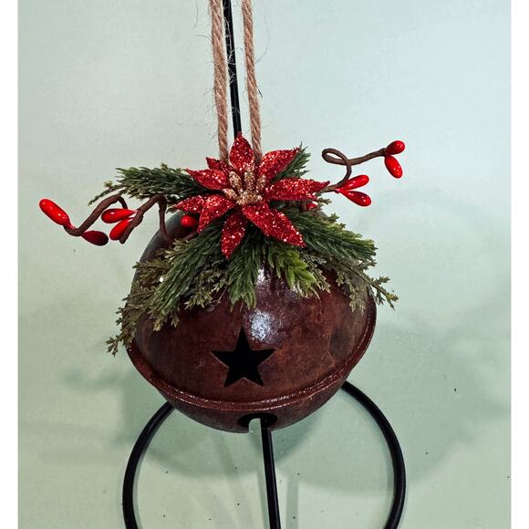 Handmade Other - Price Reduced Rustic Rusty Bell Christmas Glitter Poinsettia CO18